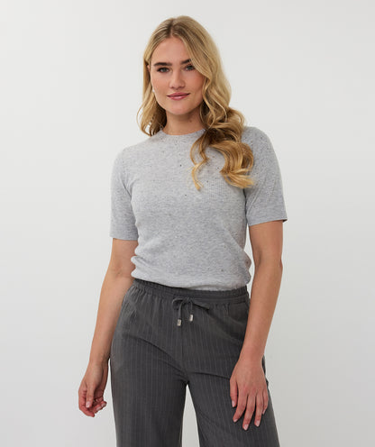 Esqualo Light Grey Ribbed Top with Studs
