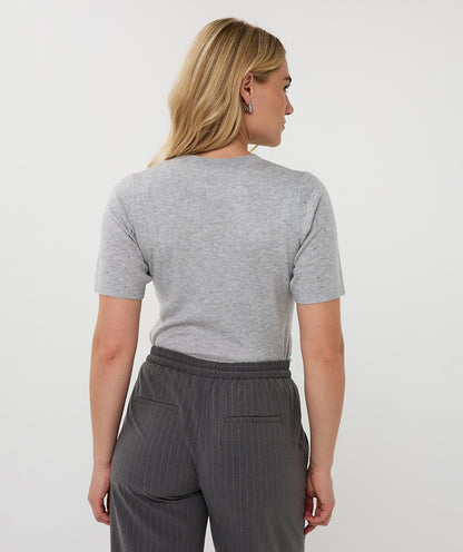 Esqualo Light Grey Ribbed Top with Studs