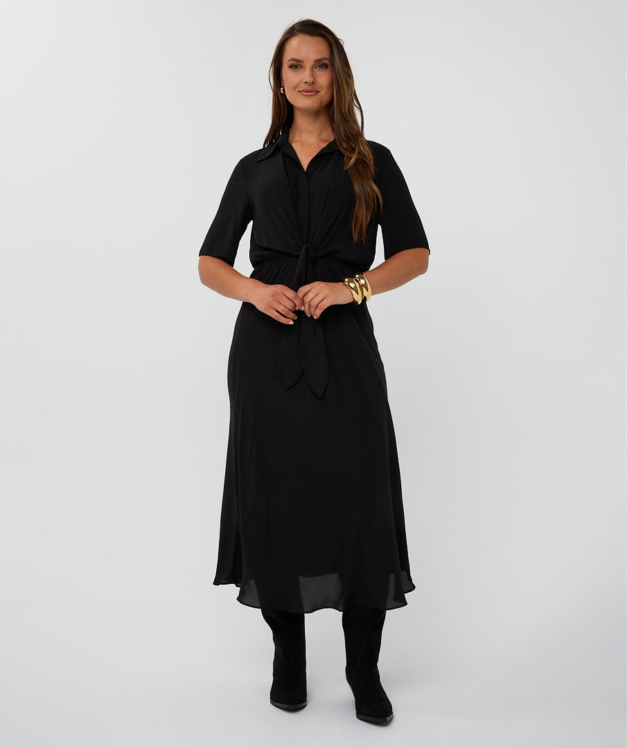 Esqualo Black Long Knot Dress