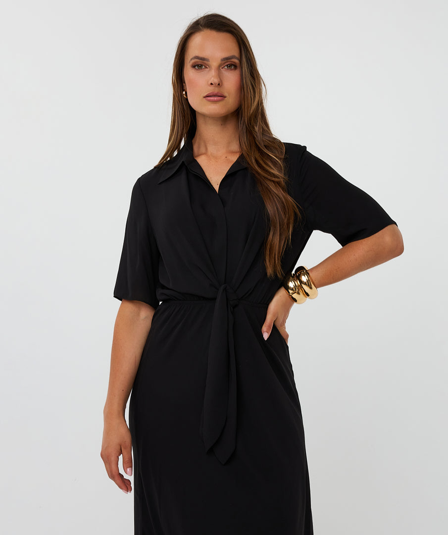 Esqualo Black Long Knot Dress