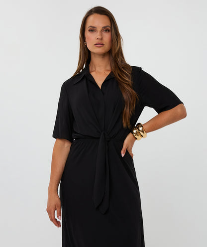 Esqualo Black Long Knot Dress