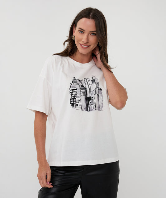 Esqualo Off white Skyline T-shirt