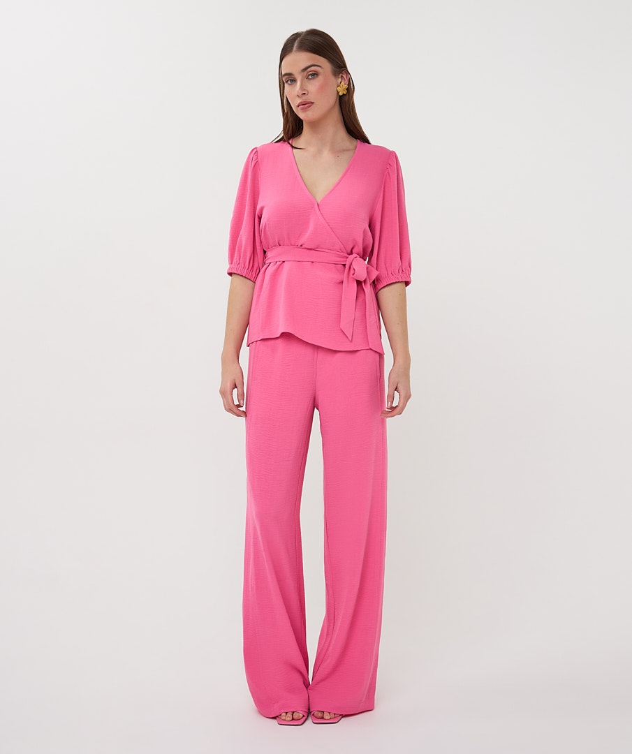 Esqualo Wrap Crinkle Blouse Pink