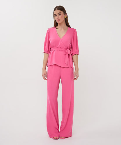 Esqualo Wrap Crinkle Blouse Pink