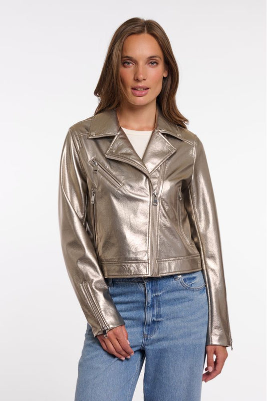 Rino & Pelle Etna Biker Jacket Old Gold Metallic