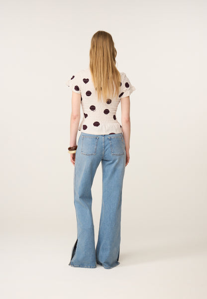 Fabienne Chapot Carmen Polka T-Shirt Top Brown/Cosy White