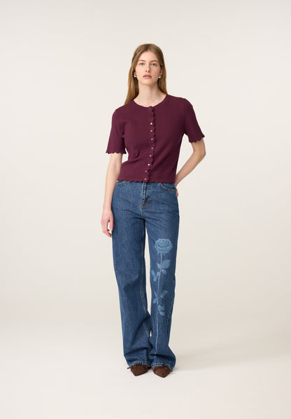 Fabienne Chapot Scarlett Short Sleeve Cardigan Brigitte Bordeaux