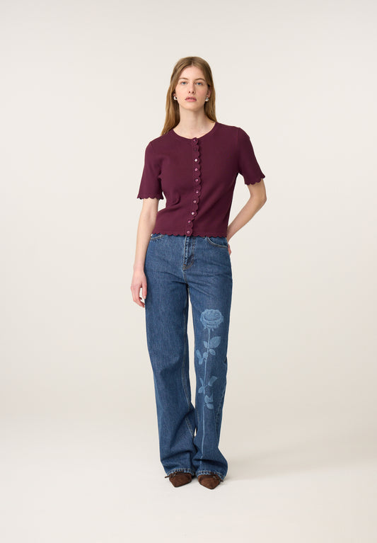 Fabienne Chapot Scarlett Short Sleeve Cardigan Brigitte Bordeaux