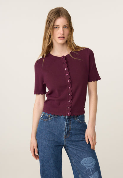 Fabienne Chapot Scarlett Short Sleeve Cardigan Brigitte Bordeaux