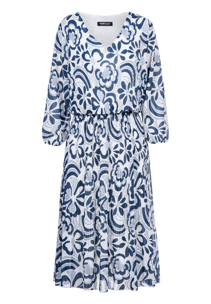 Frank Walder Dress Ocean/White 304550