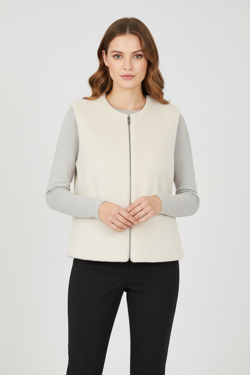 Frank Walder Fur Vest Cream 208850