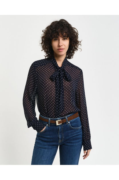 AW24 GANT Reg Dot Print Bow Blouse