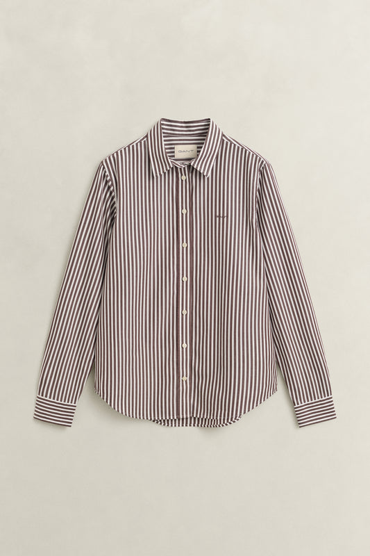 Gant Classic Poplin Striped Shirt Deep Brown