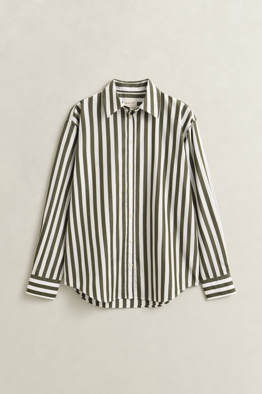 Gant Striped Classic Poplin Shirt Country Green