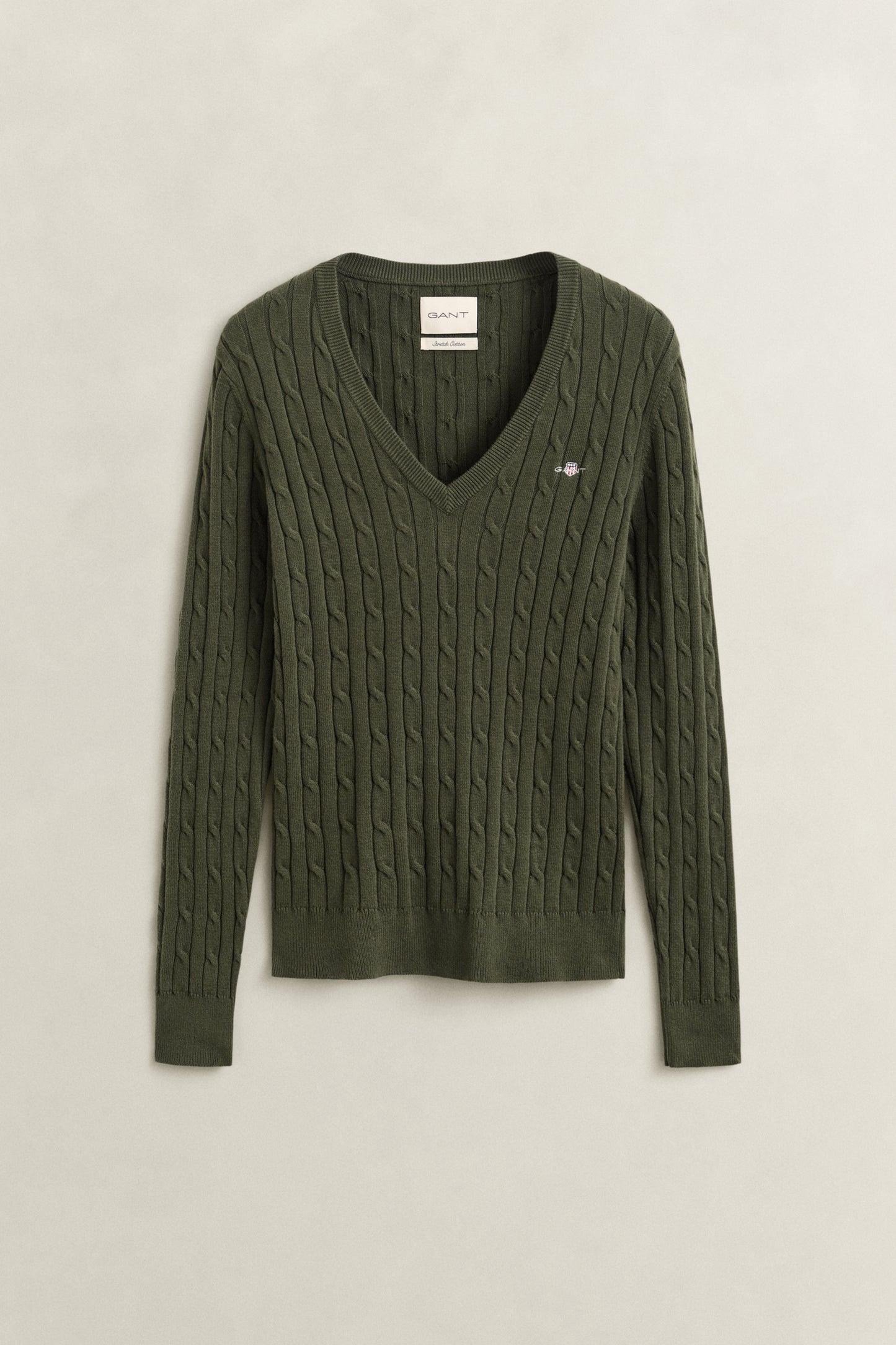 Gant Cable Knit Sweater Mossy Green