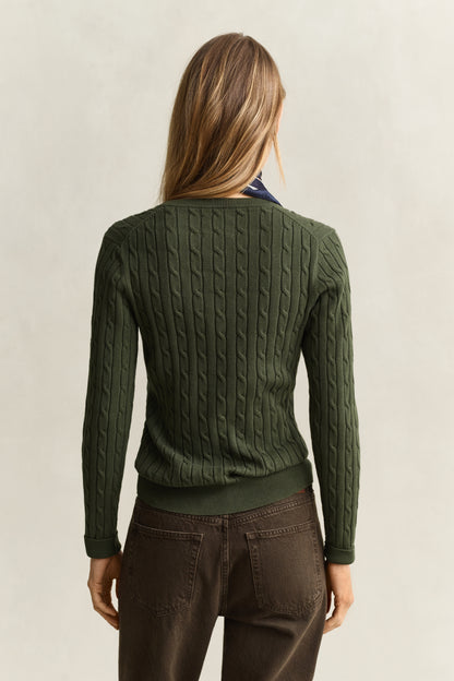 Gant Cable Knit Sweater Mossy Green
