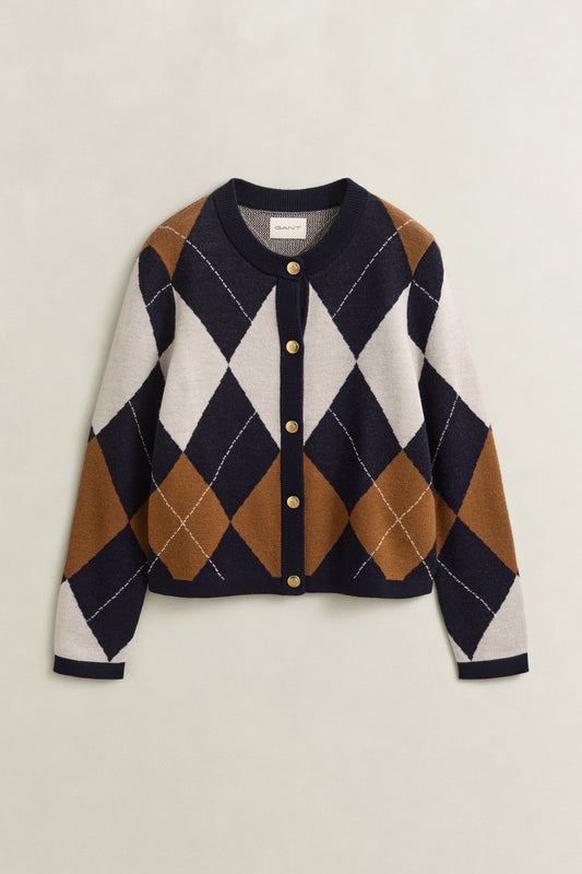 Gant Argyle C-Neck Cardigan Evening Blue