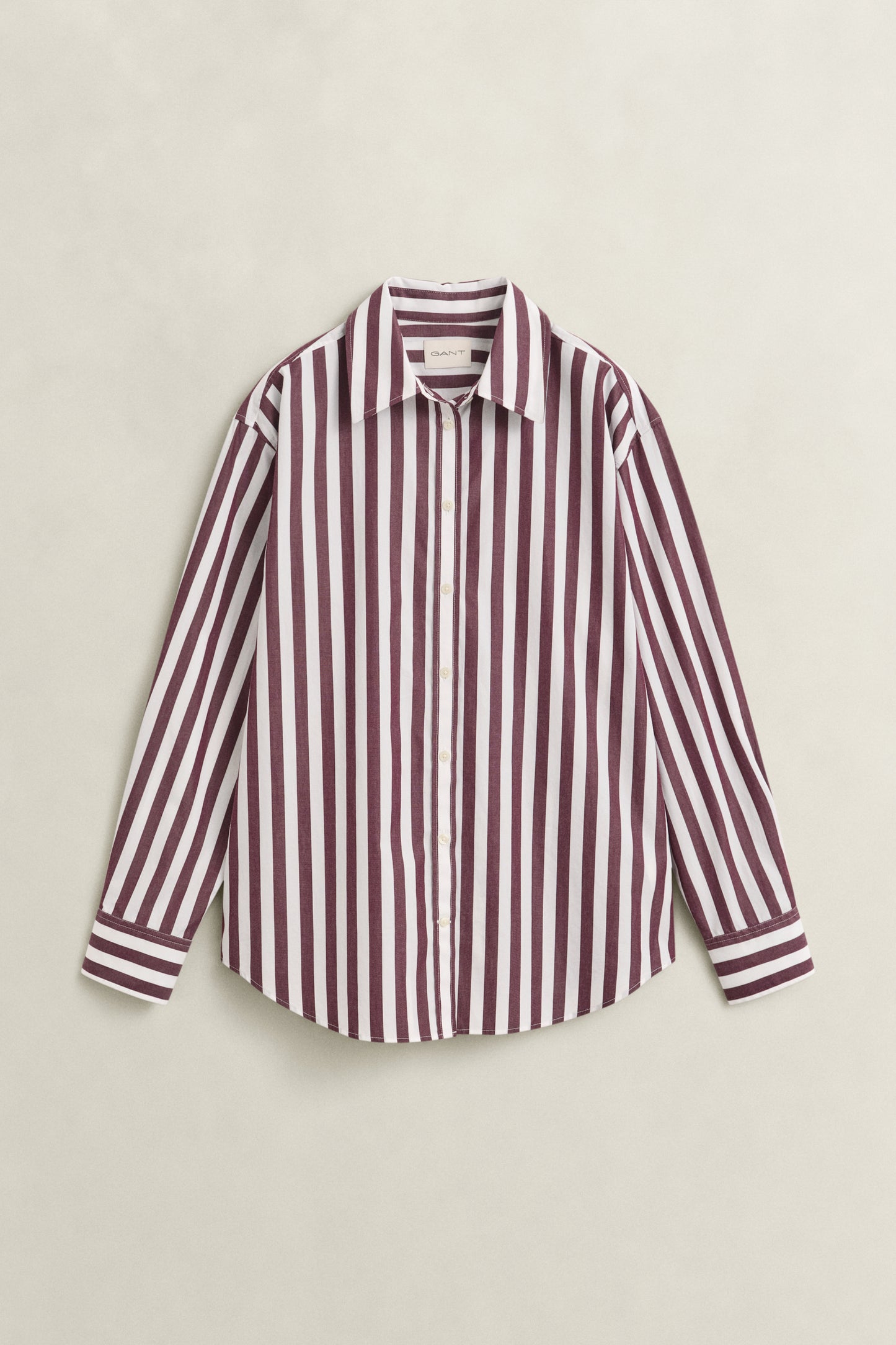 Gant Striped Classic Poplin Shirt Darkened Wine