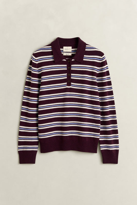 Gant Superfine Striped Rugger Darkened Wine