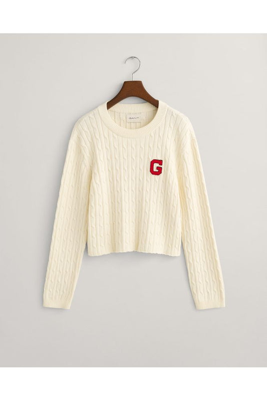 AW24 GANT G Badge Cable Knit