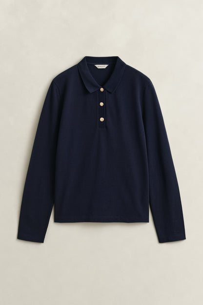 Gant Long Sleeve Polo Pique-Evening Blue