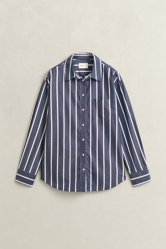 Gant Poplin Stripe Shirt-Evening Blue