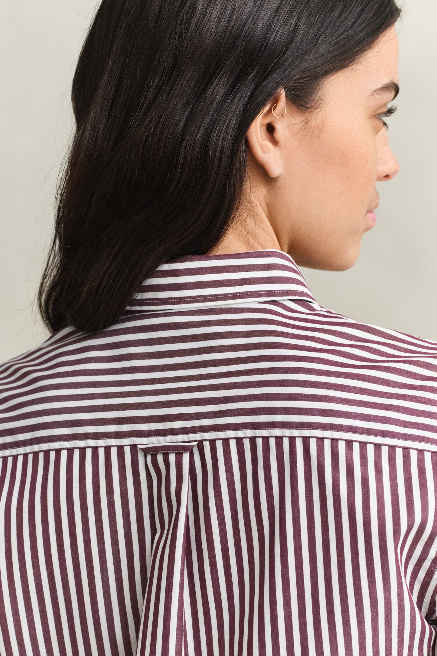 Gant Regular Poplin Stripe Shirt-Darkened Wine