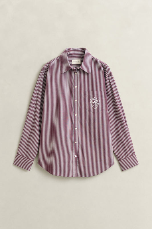 Gant Poplin Stripe Shirt-Darkened Wine