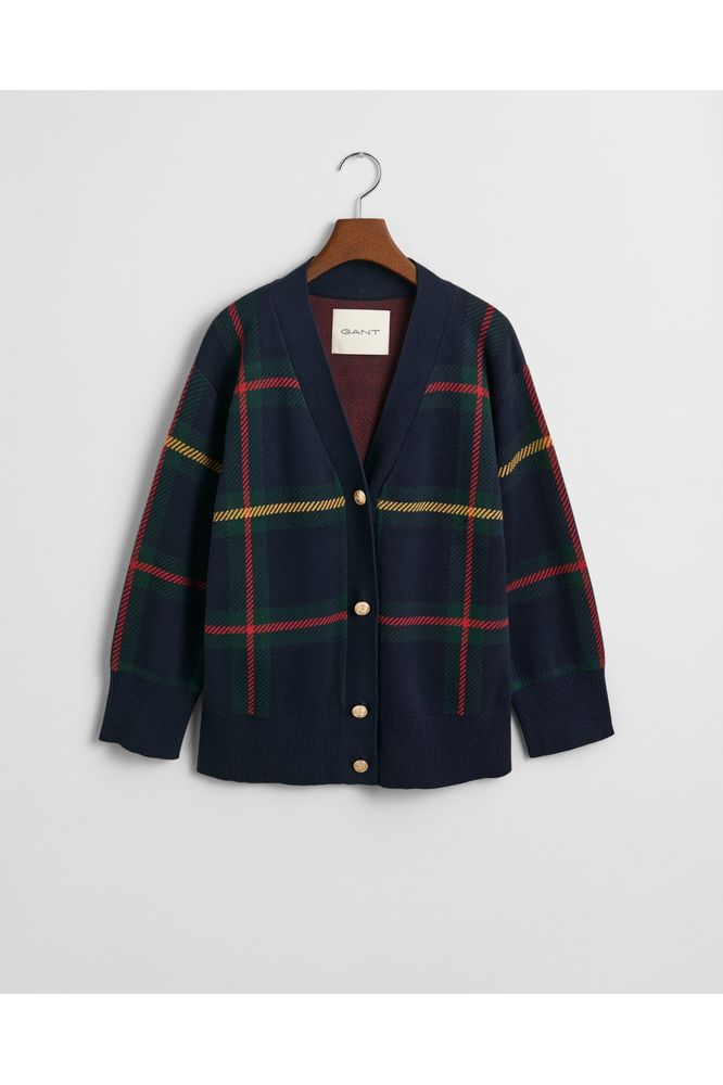 AW24 Gant Checked V-Neck Cardigan