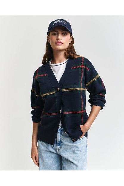 AW24 Gant Checked V-Neck Cardigan