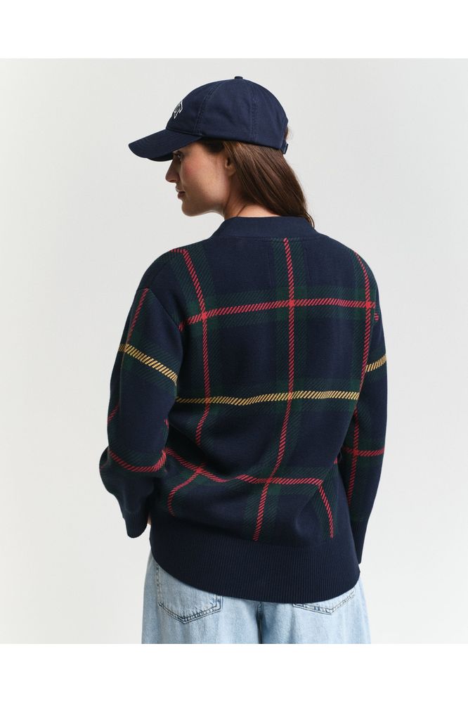 AW24 Gant Checked V-Neck Cardigan