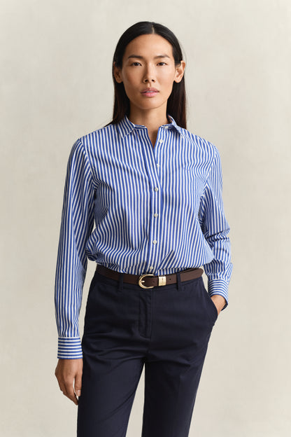 Gant Regular Poplin Striped Shirt Royal Blue