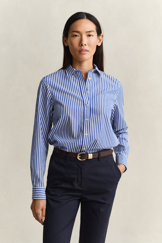 Gant Regular Poplin Striped Shirt Royal Blue