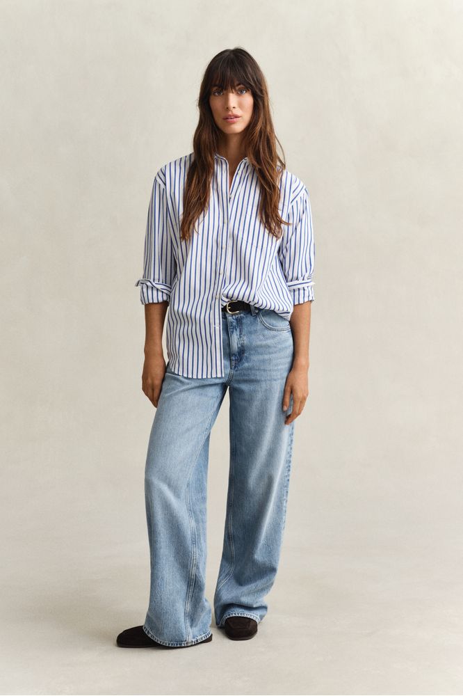 Gant Poplin Striped Shirt Royal Blue