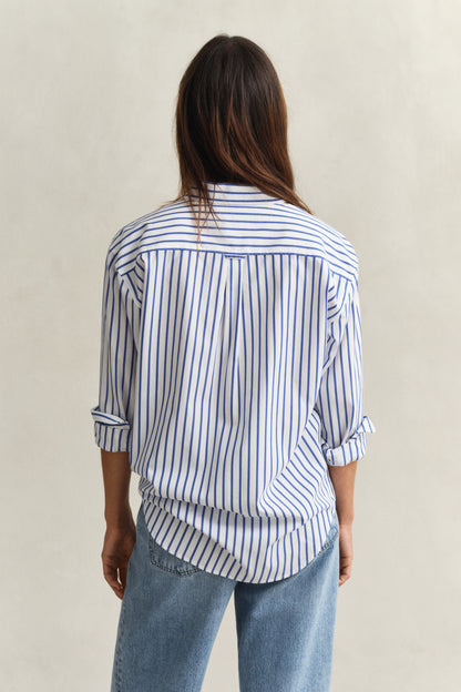 Gant Poplin Striped Shirt Royal Blue