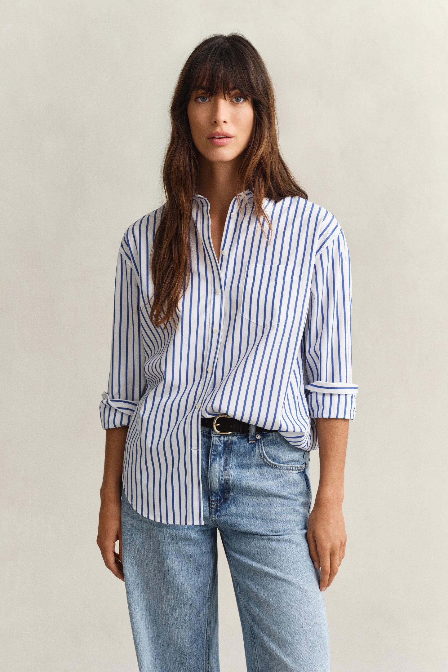 Gant Poplin Striped Shirt Royal Blue