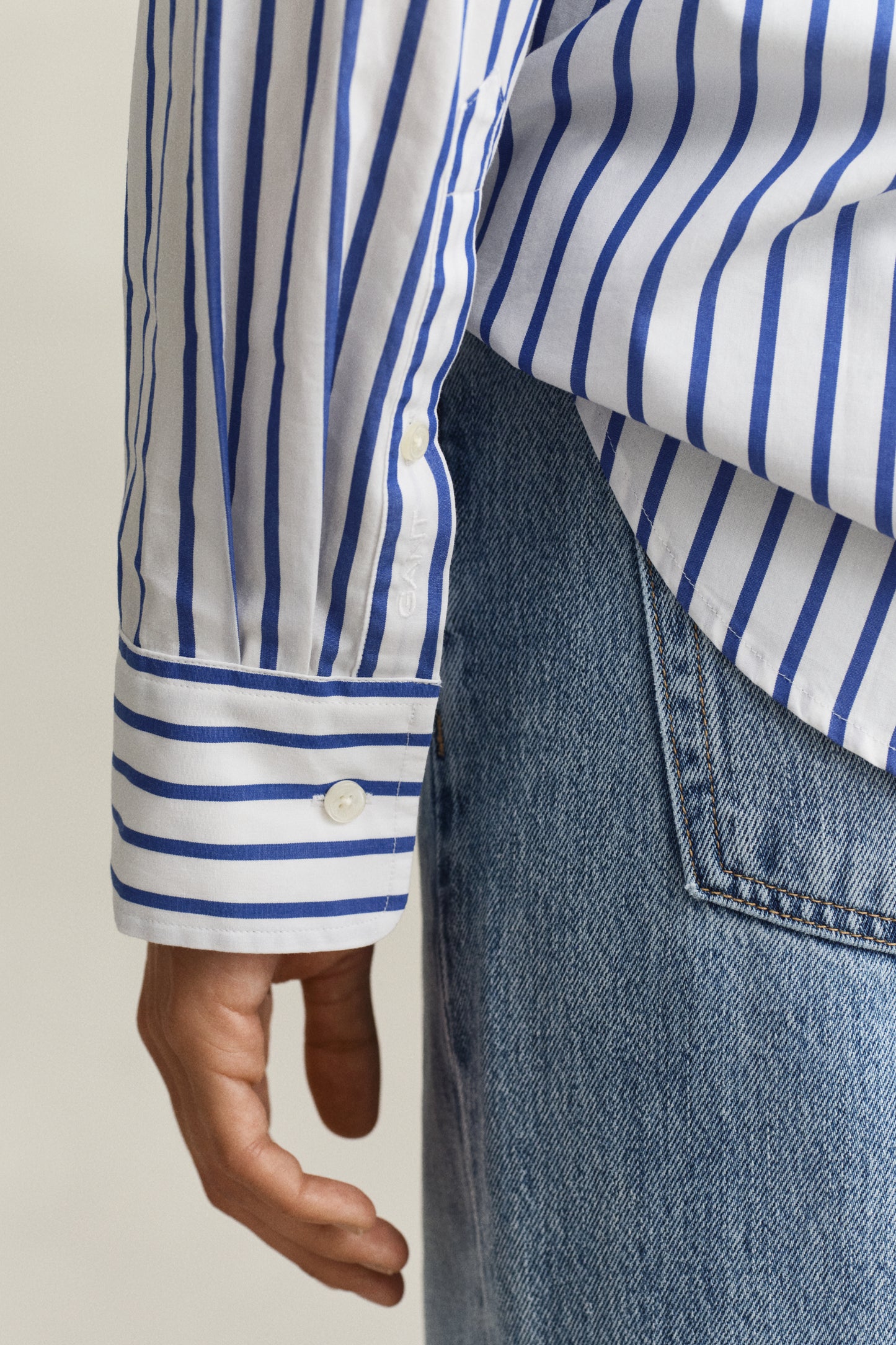 Gant Poplin Striped Shirt Royal Blue