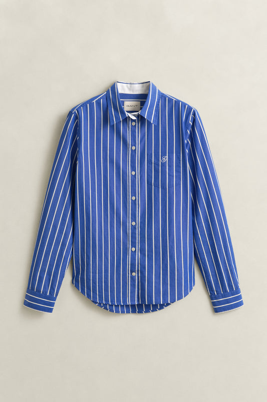 Gant Poplin Stripe Shirt Royal Blue