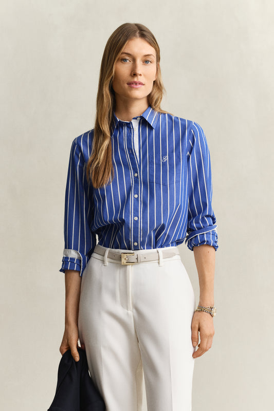 Gant Poplin Stripe Shirt Royal Blue