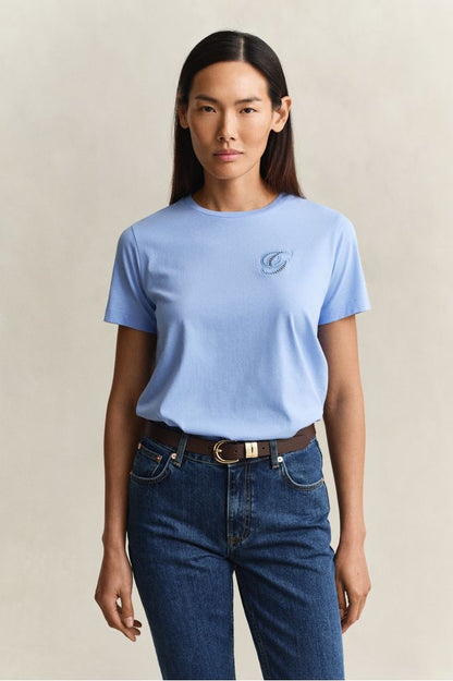 Gant Script T-Shirt Hydrangea Blue