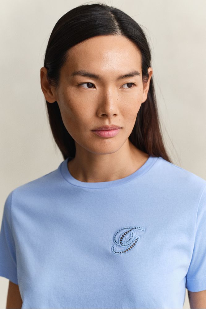 Gant Script T-Shirt Hydrangea Blue