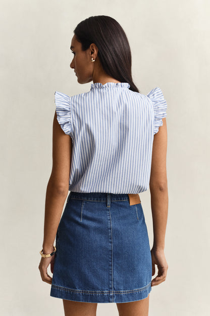 Gant Stripe Ruffle Blouse Blue