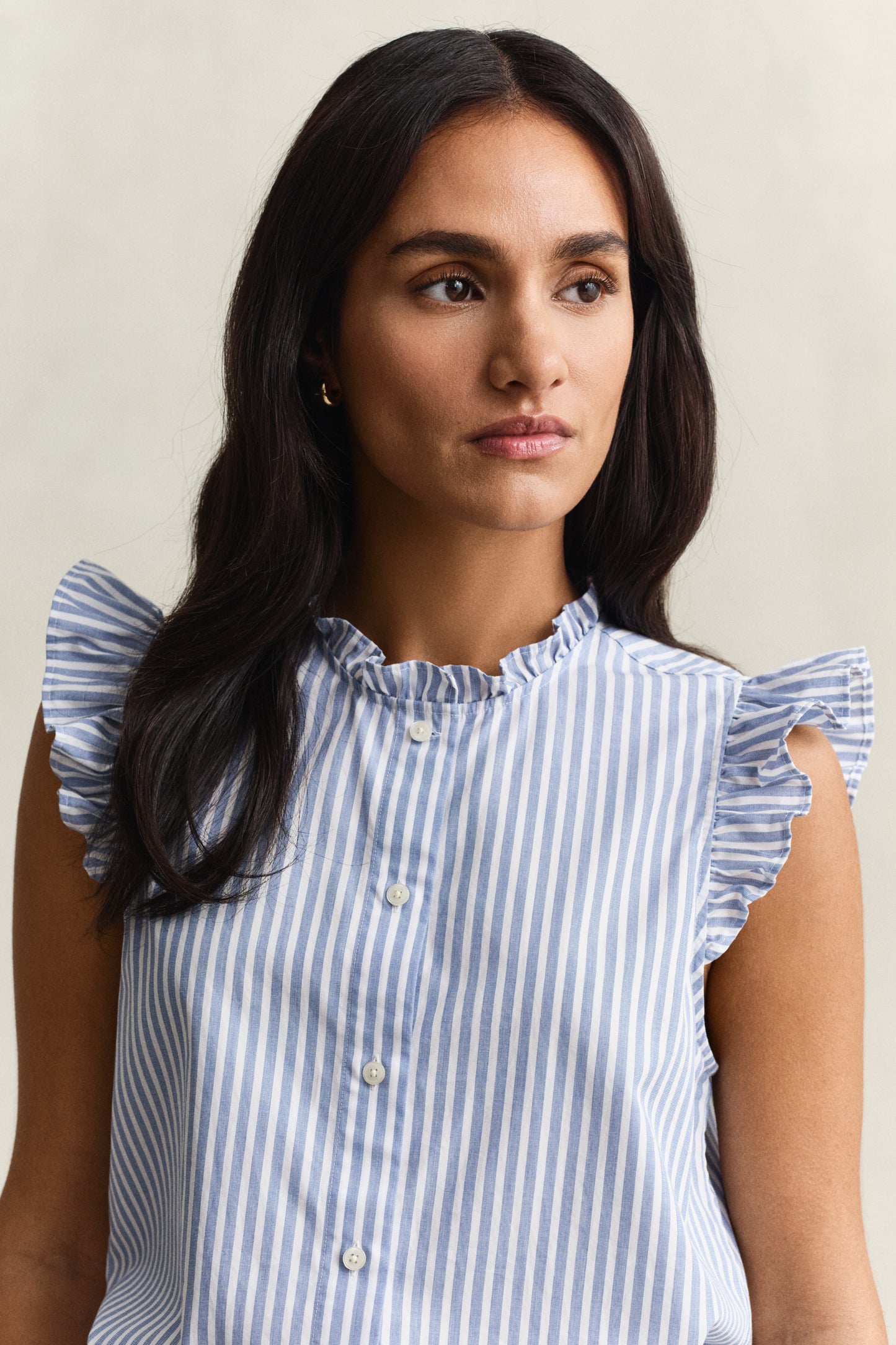 Gant Stripe Ruffle Blouse Blue