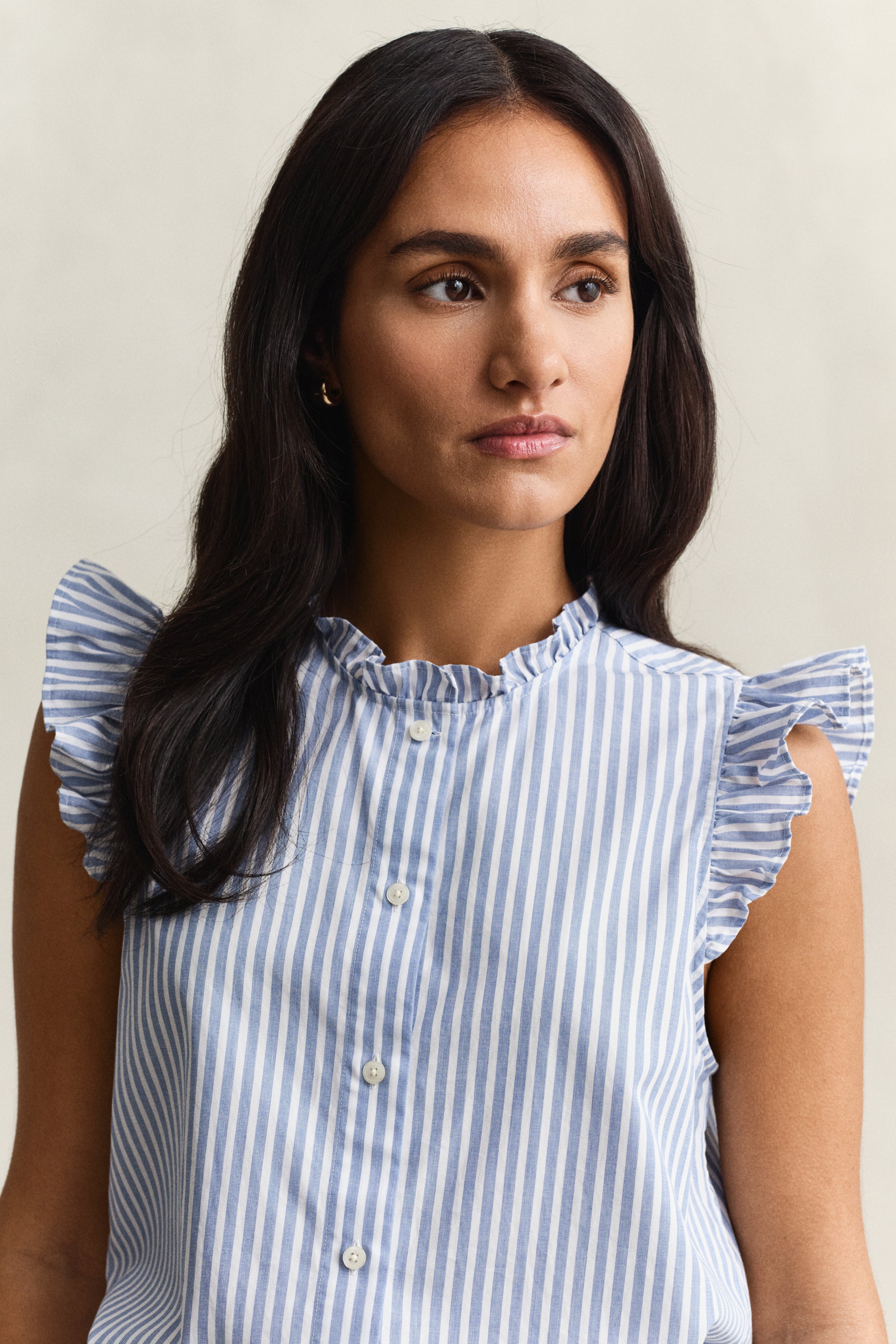 Gant Stripe Ruffle Blouse Blue
