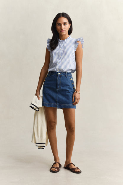 Gant Stripe Ruffle Blouse Blue