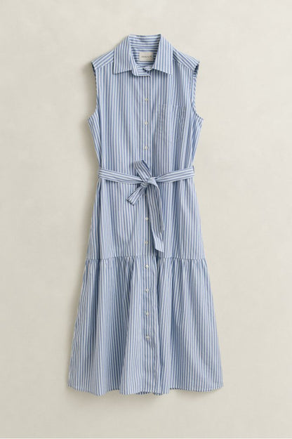 Gant Stripe Sleeveless Dress Hydrangea Blue