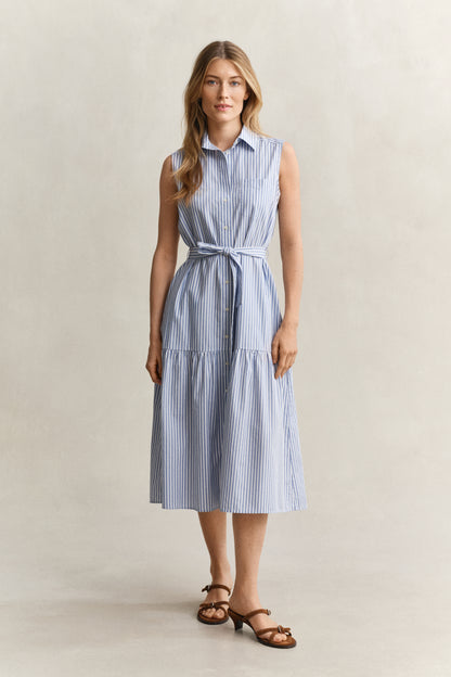 Gant Stripe Sleeveless Dress Hydrangea Blue