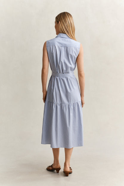 Gant Stripe Sleeveless Dress Hydrangea Blue