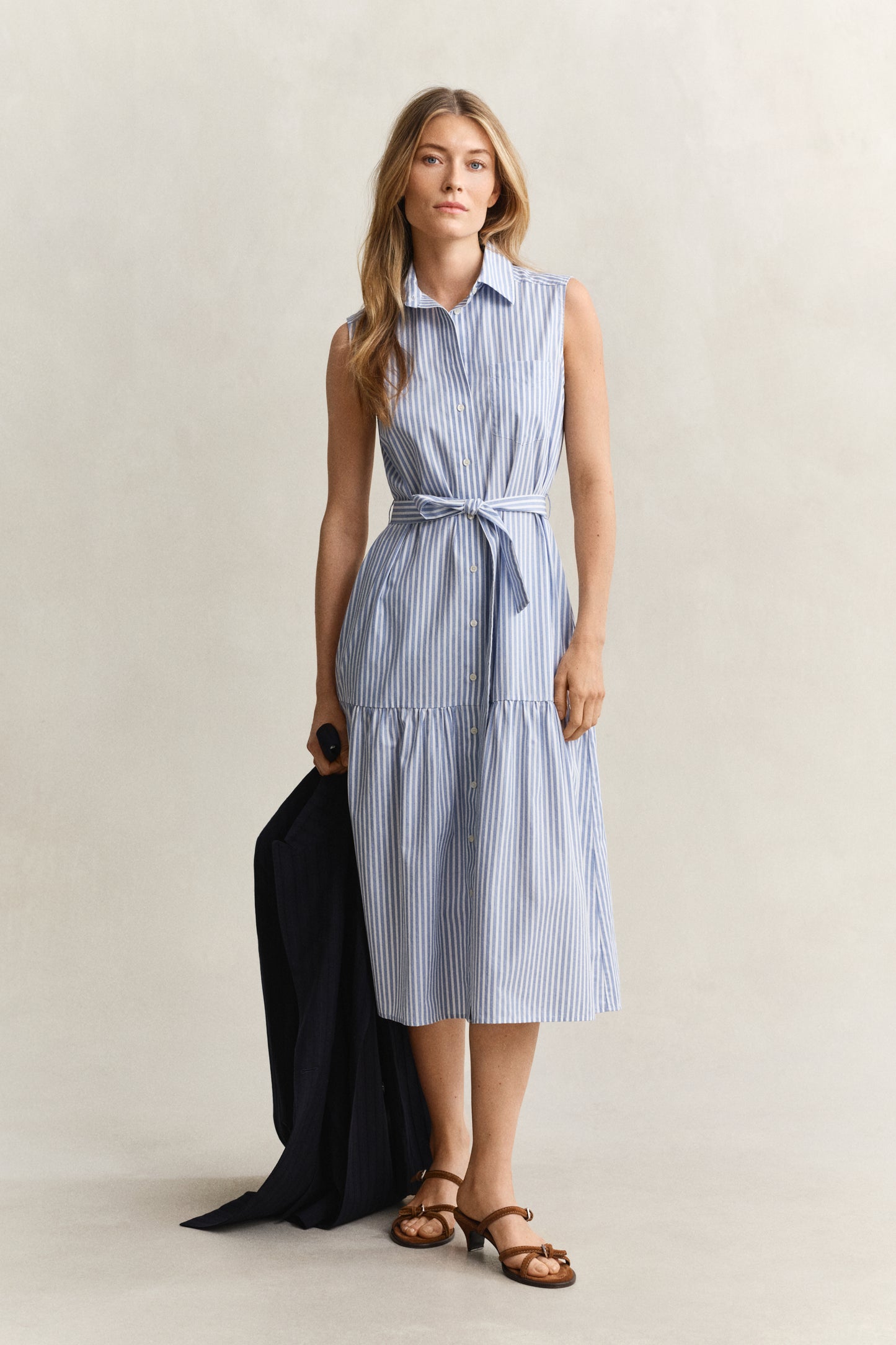 Gant Stripe Sleeveless Dress Hydrangea Blue