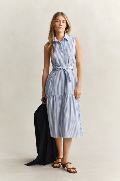 Gant Stripe Sleeveless Dress Hydrangea Blue